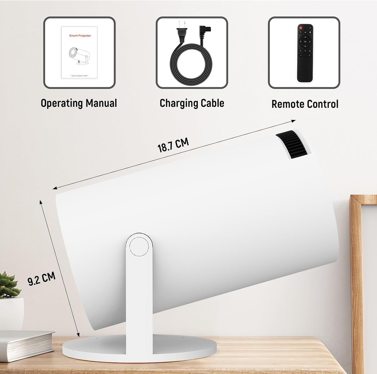 Portable Wifi 6 Bluetooth 5.4 Mini Projector 4K 1080P 130" Screen White - Image 9