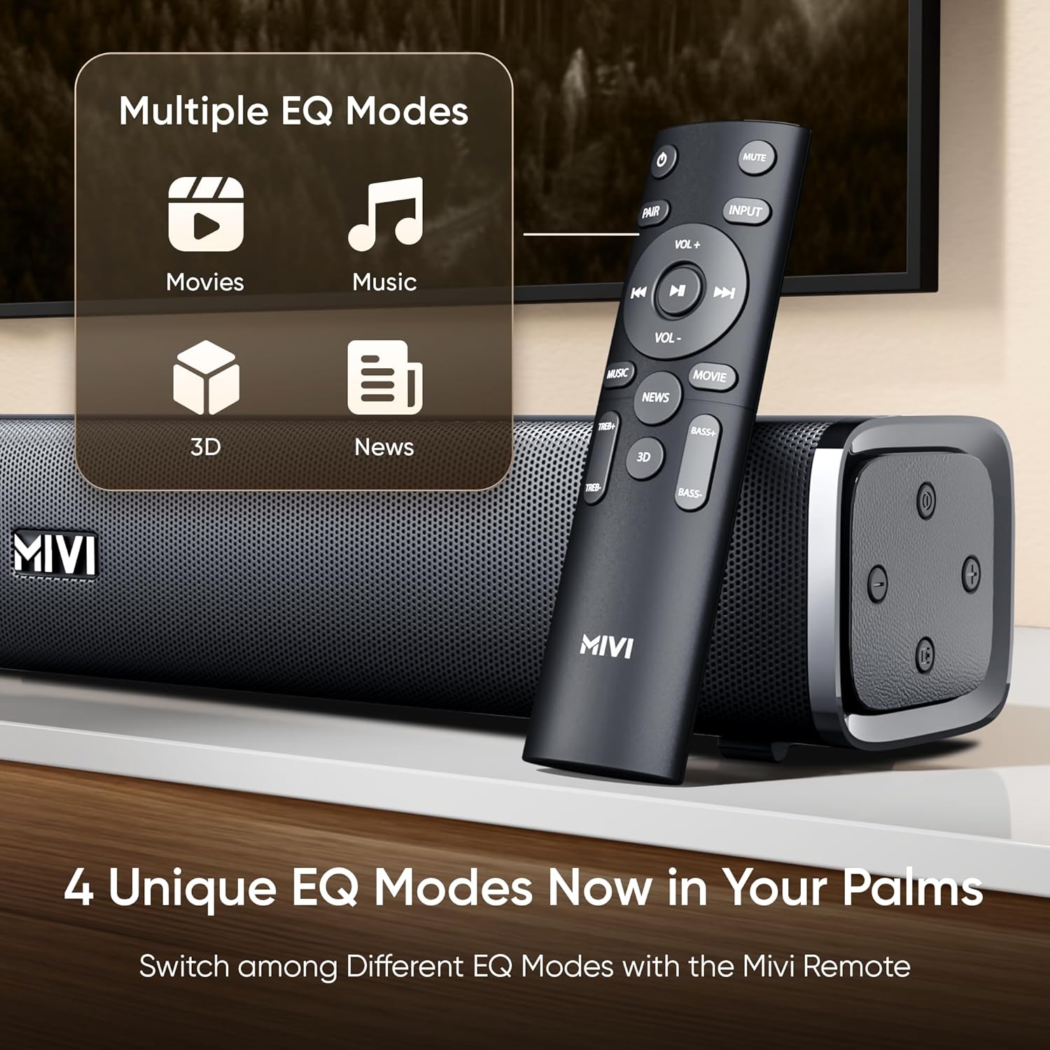 Mivi Fort H120 120W 2.1 Channel Home Theatre Soundbar with Subwoofer Multiple EQ Modes - Image 6