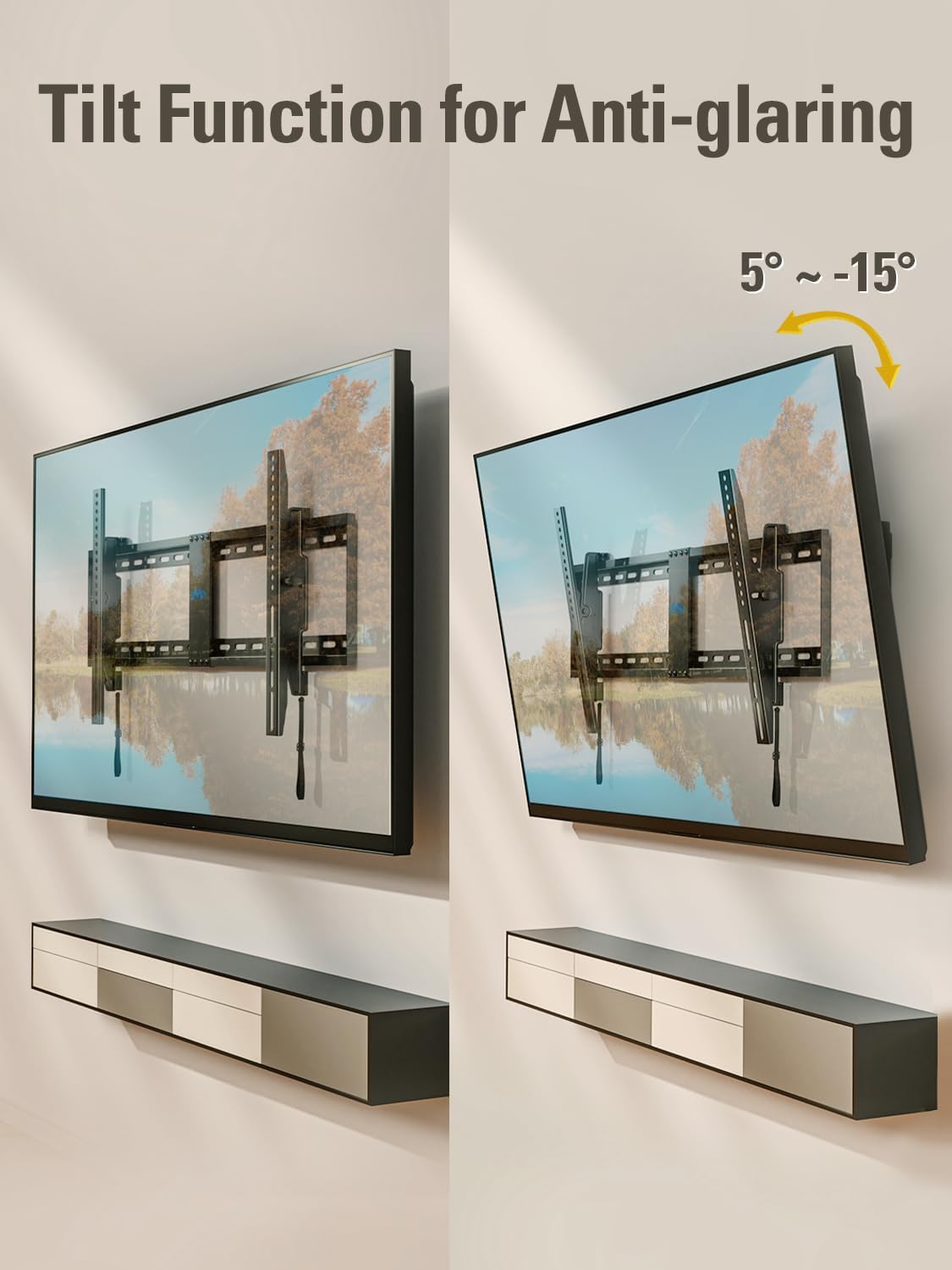 Mounting Dream TV Wall Mount for 42-86 Inch TVs, Tilting Mount with Level Adjustment, Fits Studs, 120 LBS Capacity, MD2263-XLK - Image 3