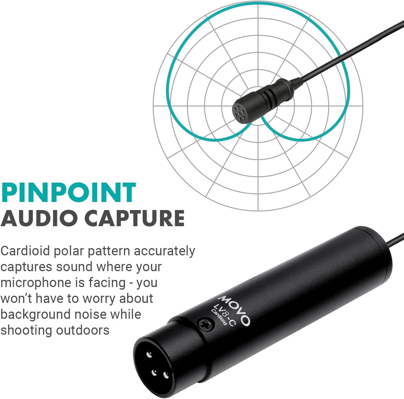 Movo LV8-C Broadcast Quality Cardioid XLR Condenser Lavalier Microphone 12mm Capsule for Accurate Voice Recording Kit - Image 3