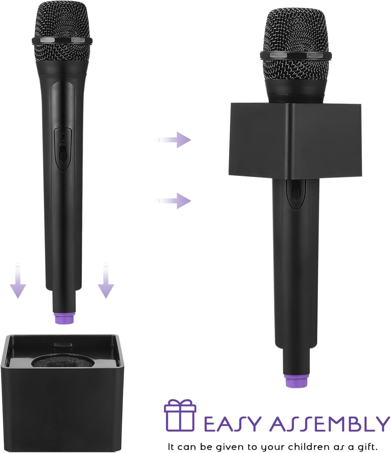 NUOBESTY Pretend Microphone with Stand and Square Cube Prop for Kids' Interview, Karaoke, and Stage Fun - Image 5