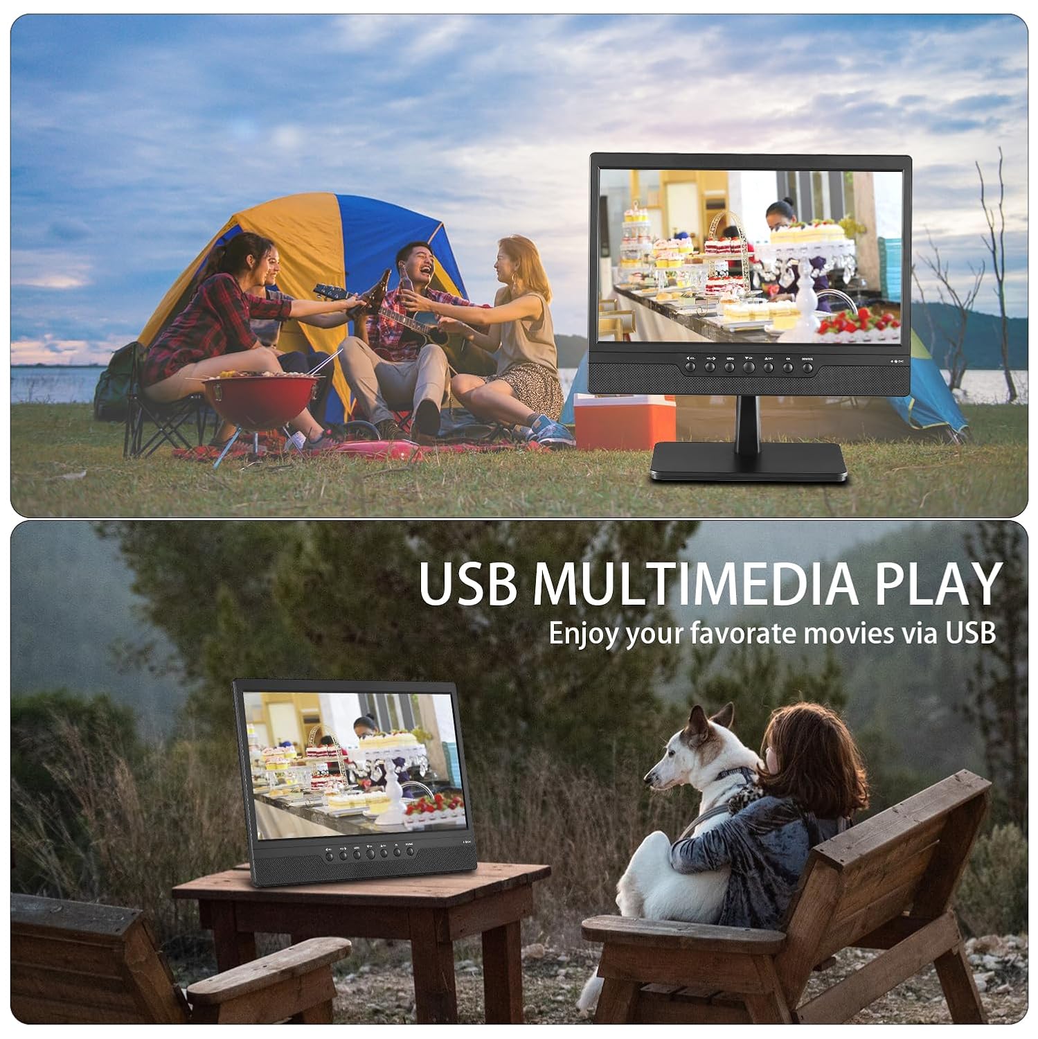 14-inch Portable TV Small Screen with Antenna, HDMI, USB, AV, ATSC Tuner, Battery Operated, Car Cord - Image 7
