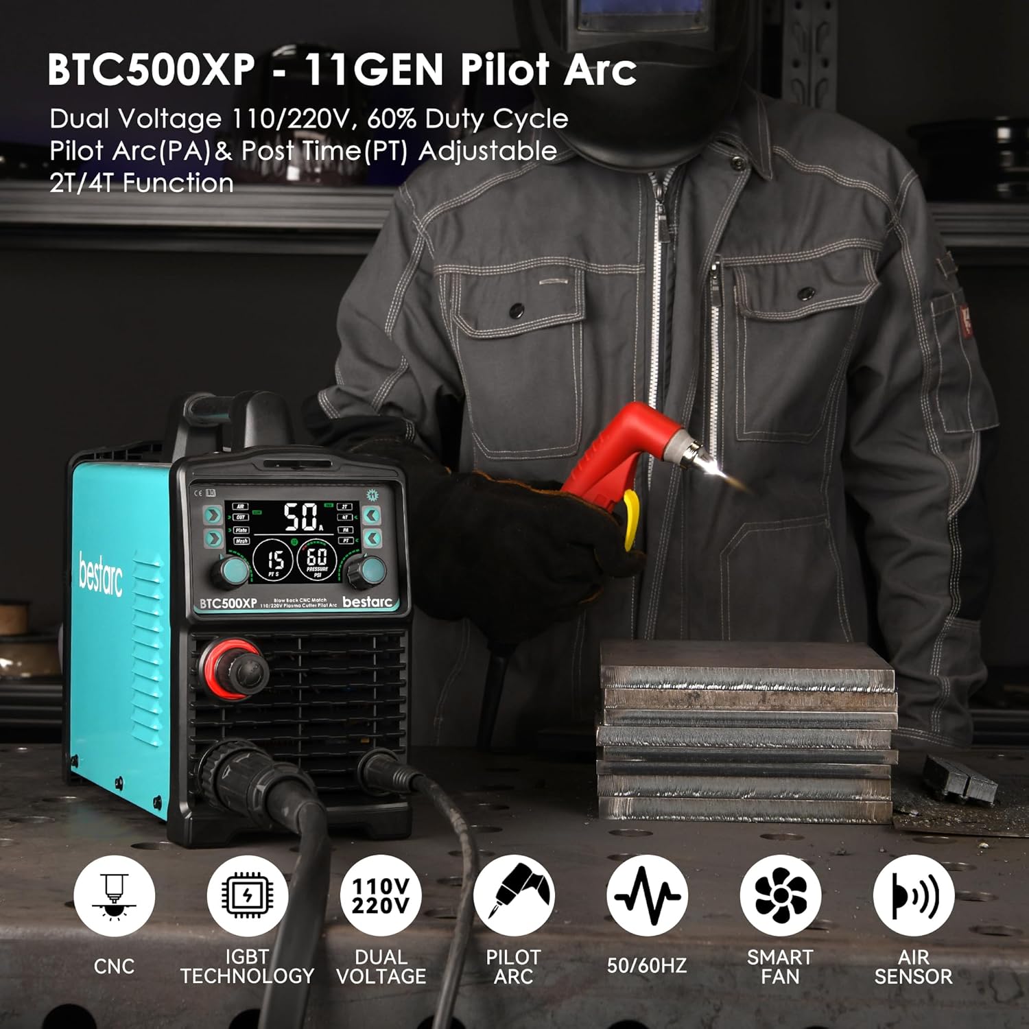 50A Non-HF CNC Plasma Cutter Machine Dual Voltage 110V/220V 5/8" Clean Cut 1" Max Cut - Image 4