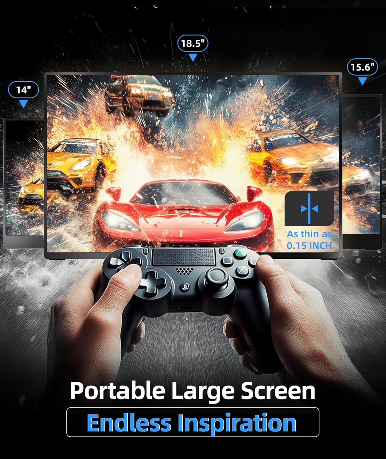 18.5 Inch FHD 1080P 100% sRGB Portable Monitor with Smart Cover and Speakers - Image 3