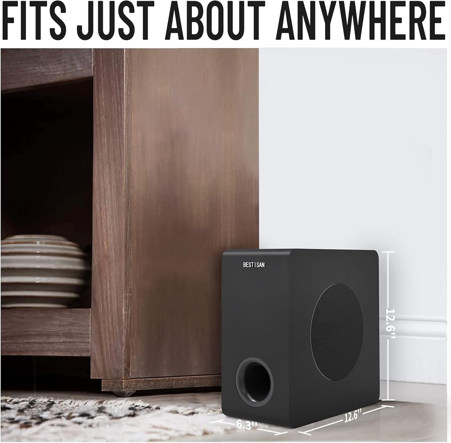 Bestisan 6.5 Inch Active Compact Home Audio Subwoofer Deep Bass Black - Image 3