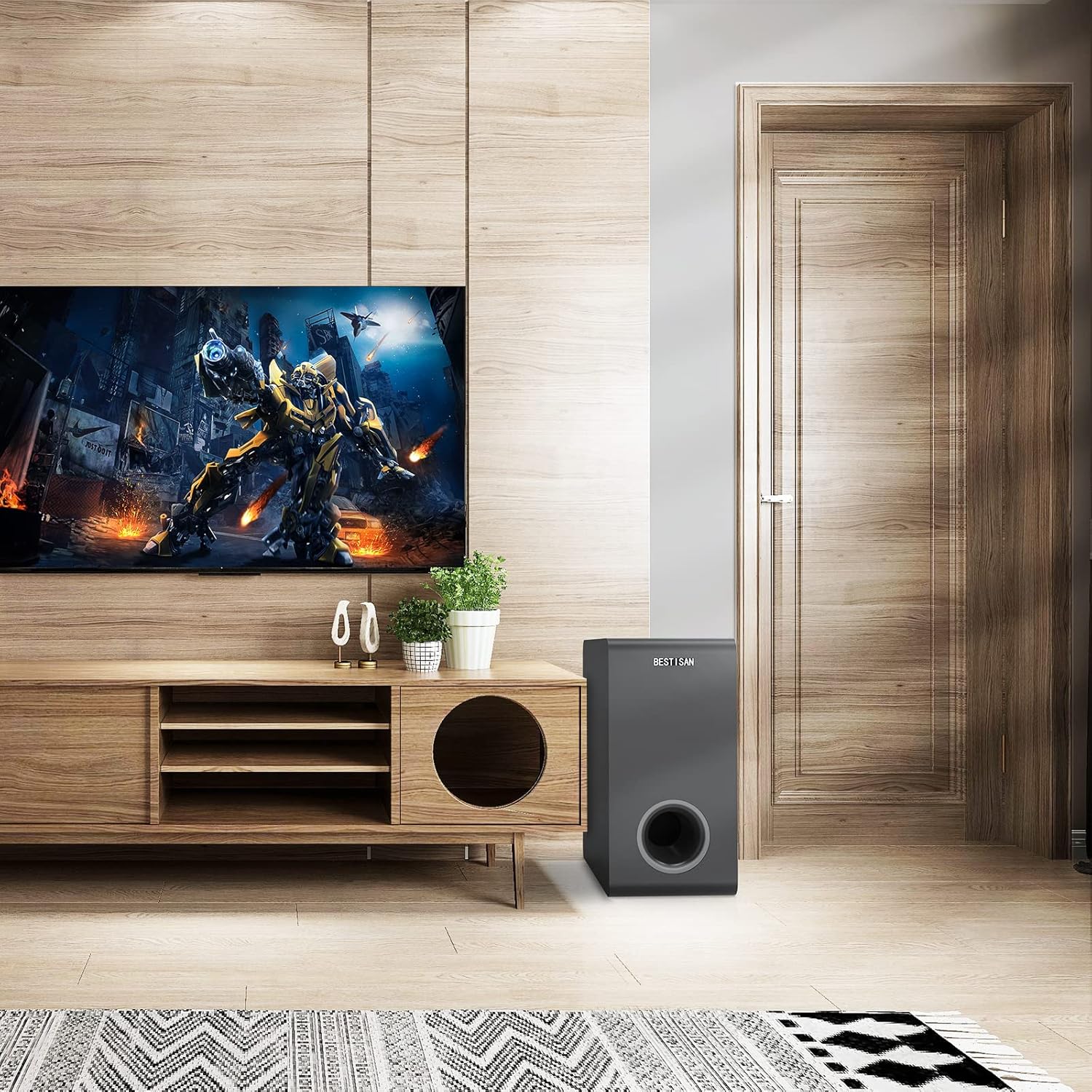 Bestisan 6.5 Inch Active Compact Home Audio Subwoofer Deep Bass Black - Image 6