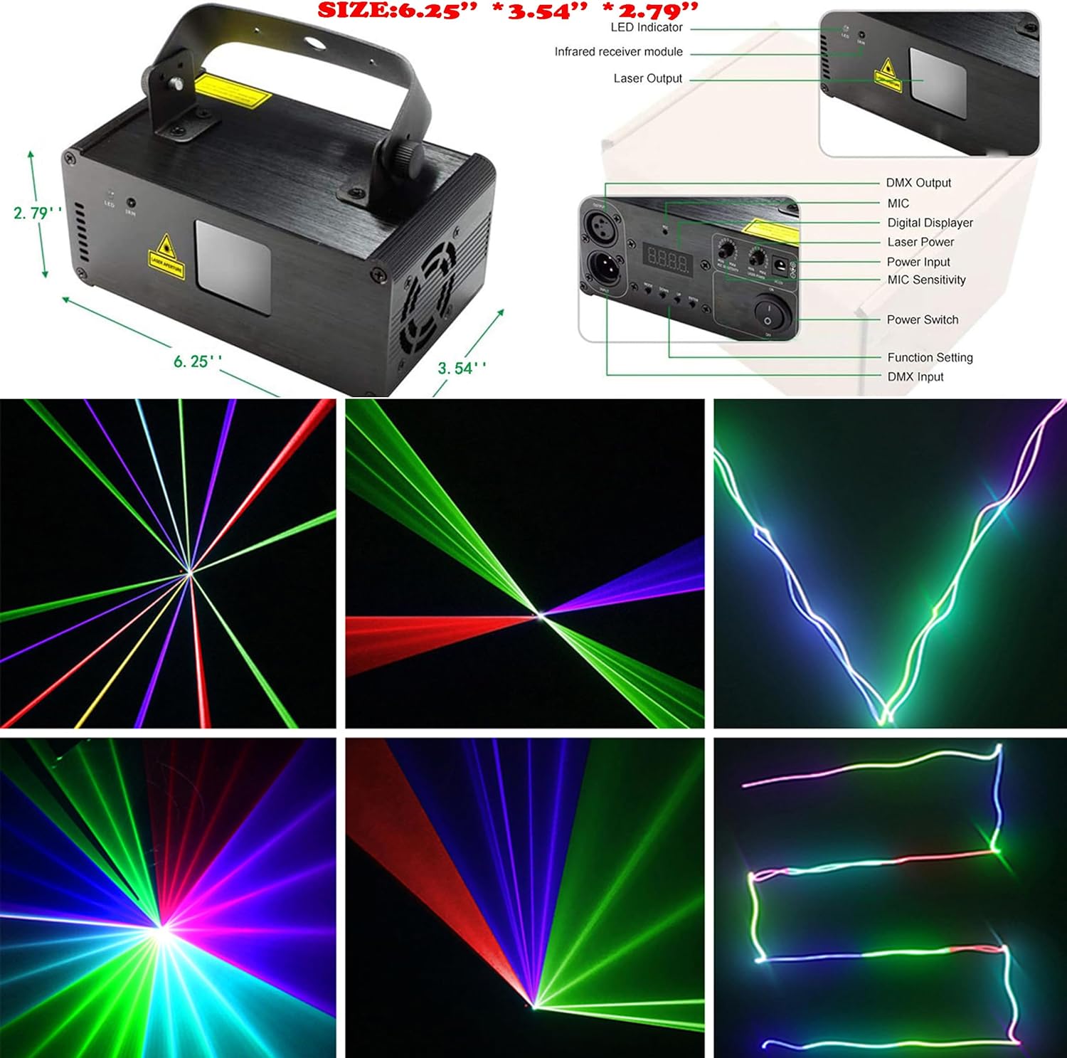 Professional RGB Laser Party Lights Sound Activated DJ Disco Light DMX Scanner Beam Effect Projector Lighting for KTV Bar Club Event - Image 2