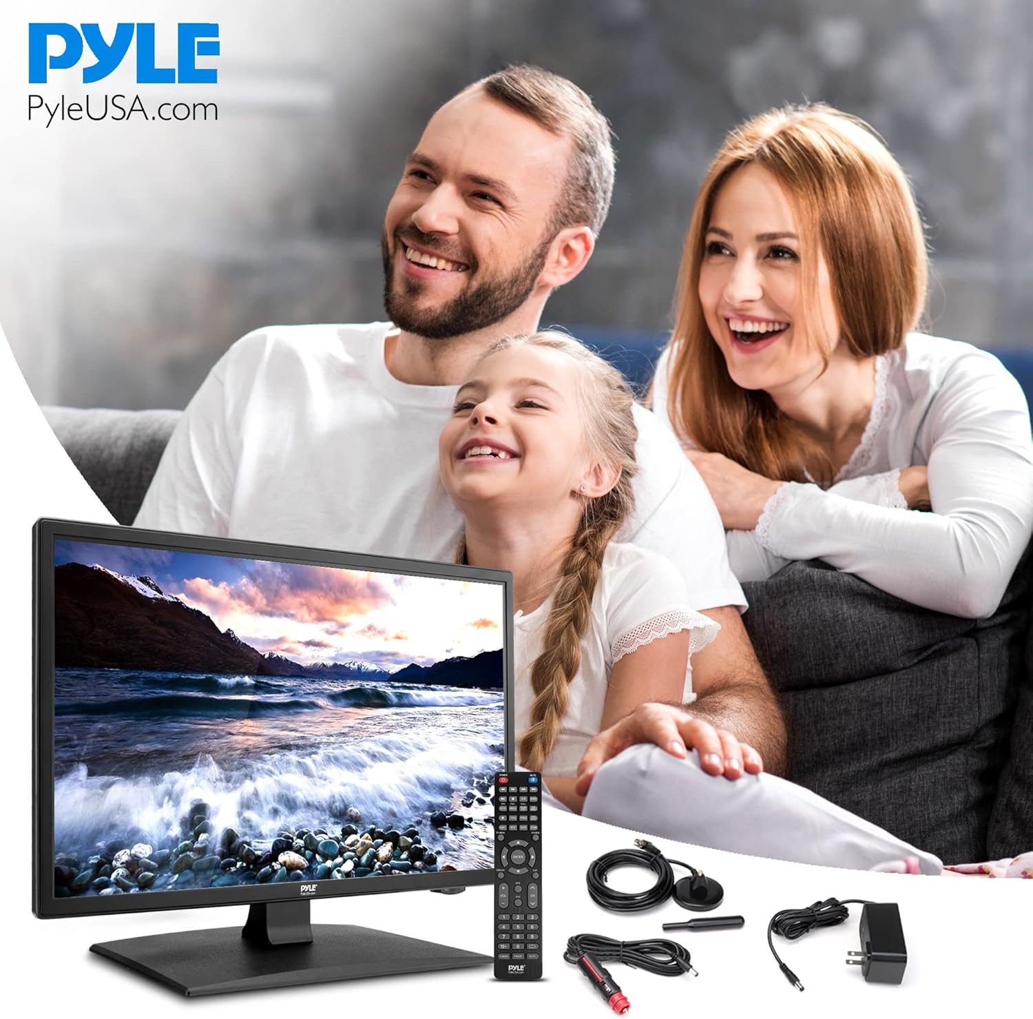 Pyle 18.5 Inch 768p LED RV TV with HDMI, RCA, Multimedia Disk Combo, 12V Car Adapter, Stereo Speakers - Image 9