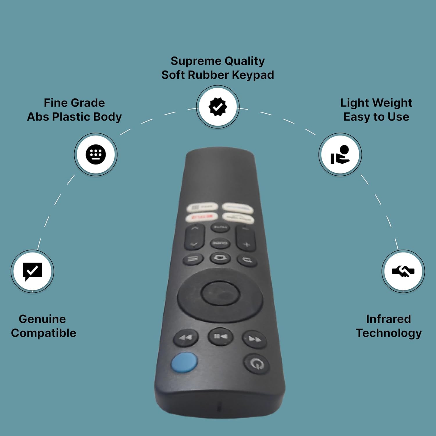RAVIAD LED Smart TV Remote Control Black for Redmi Smart Fire TV Netflix Prime Video - Image 5