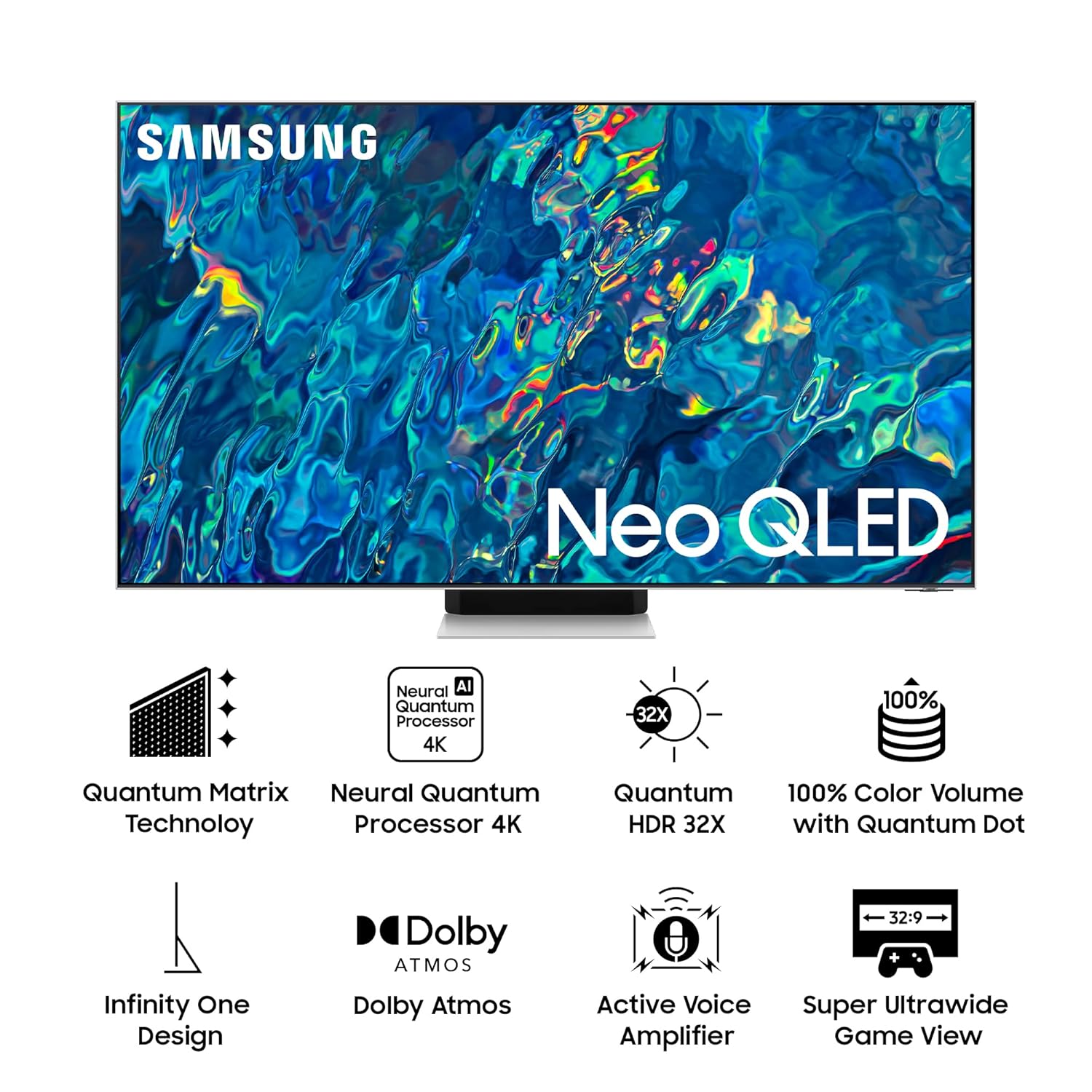 Samsung 65-Inch 4K Neo QLED Smart TV QA65QN95BAKLXL Bright Silver - Image 2