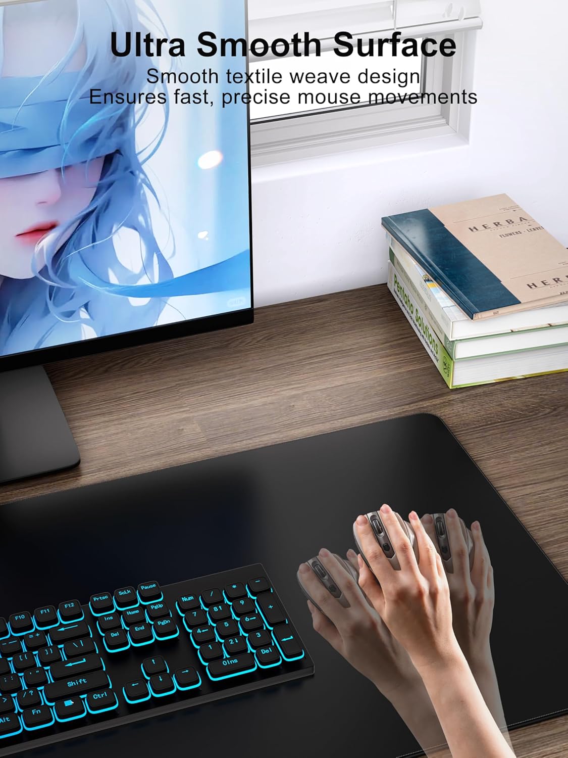 TopMade XXL Large 31.5"x15.75" Wireless Charging Mouse Pad Waterproof Gaming Desk Mat Black - Image 4