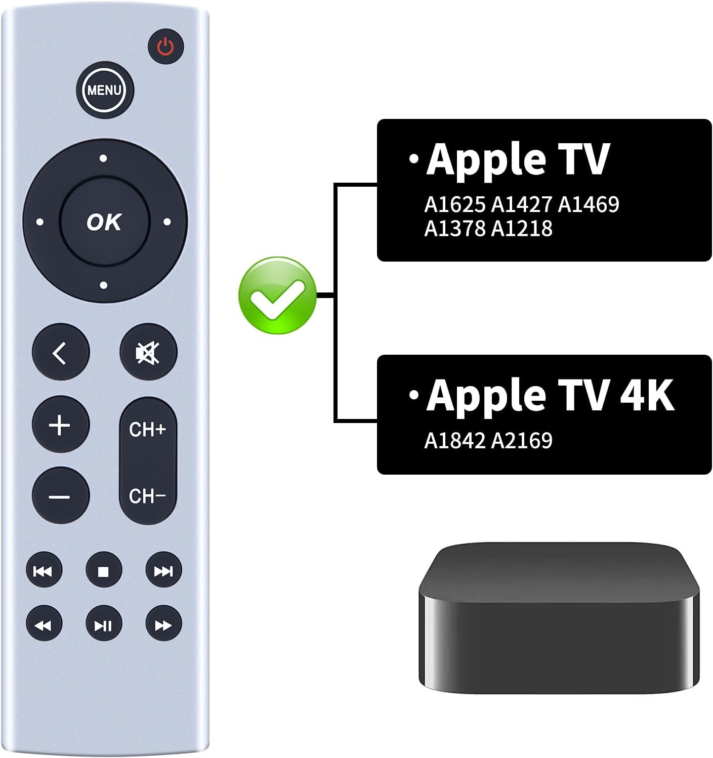 Replacement Remote Control for Apple TV 4K HD Models A2843 A2737 A2169 (No Voice) - Image 4