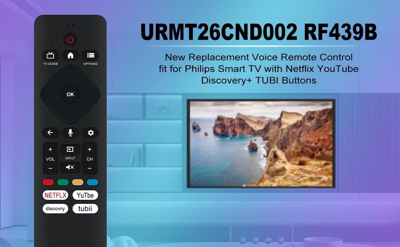 New Replacement URMT26CND002 RF439B Voice Remote Control for Philips Smart TVs with Netflix YouTube TUBI Buttons - Image 4