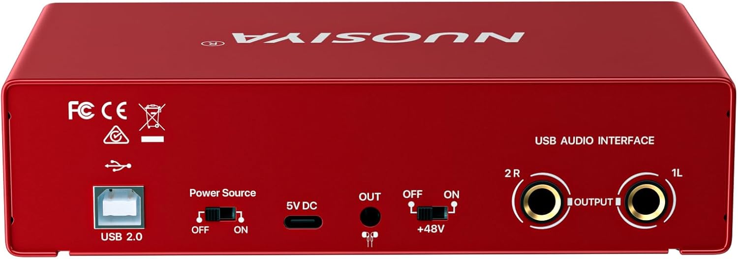 Red 2x2 USB Audio Interface for PC Mac Music Recording 24Bit/192kHz with 48V Phantom Power - Image 9