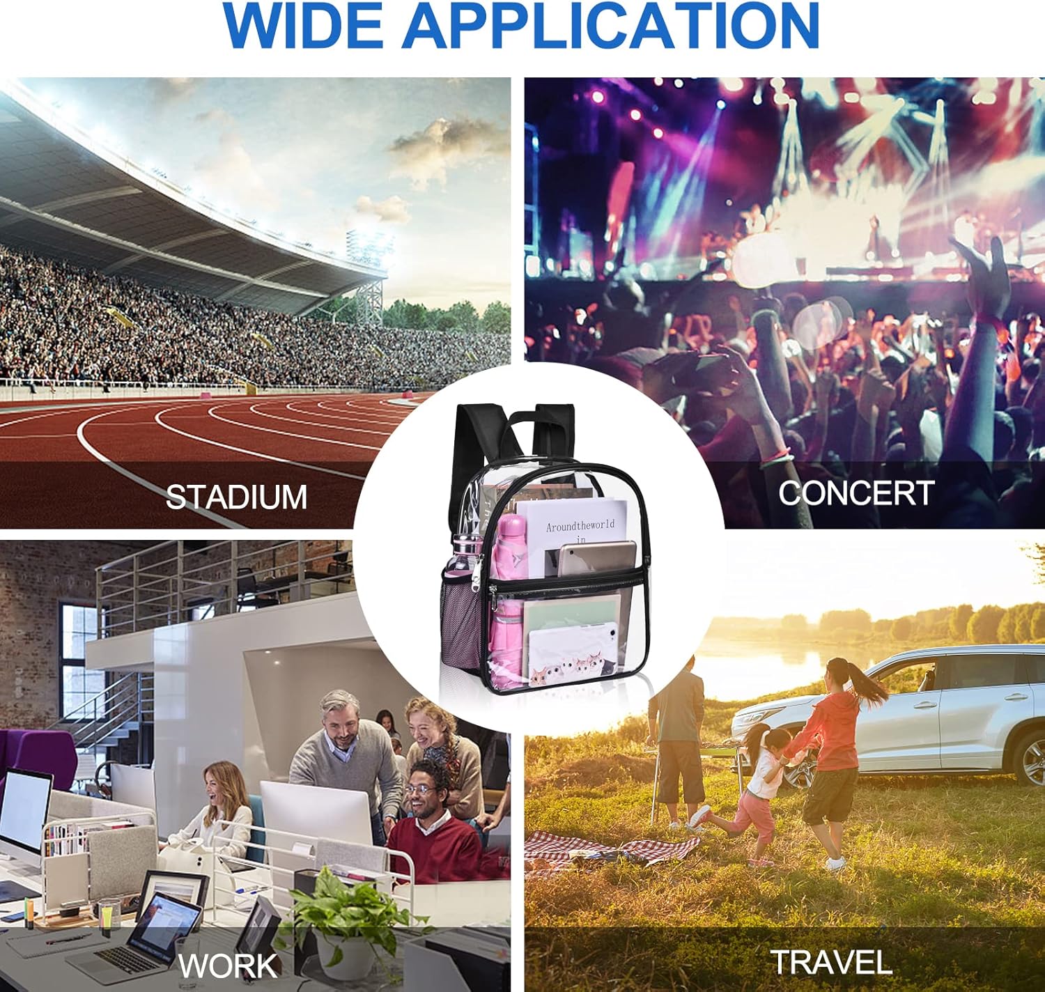 USPECLARE Approved 12x6x12 Inch Waterproof Clear Backpack for Stadium Events and Concerts - Image 9