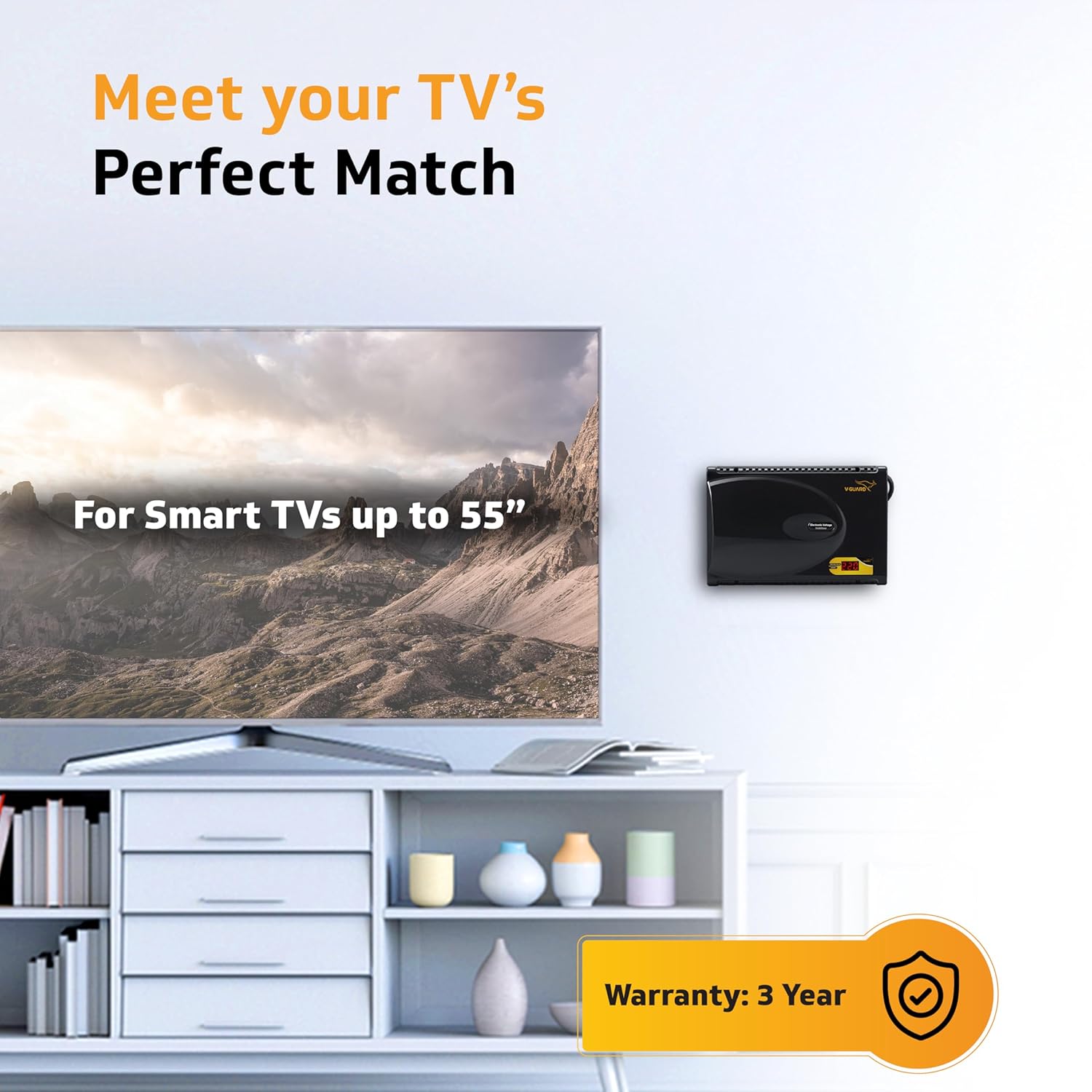 V-Guard Crystal Plus 3A Smart TV Stabilizer Digital Display 140cm 55" TV Set Top Box Gaming Console - Image 7