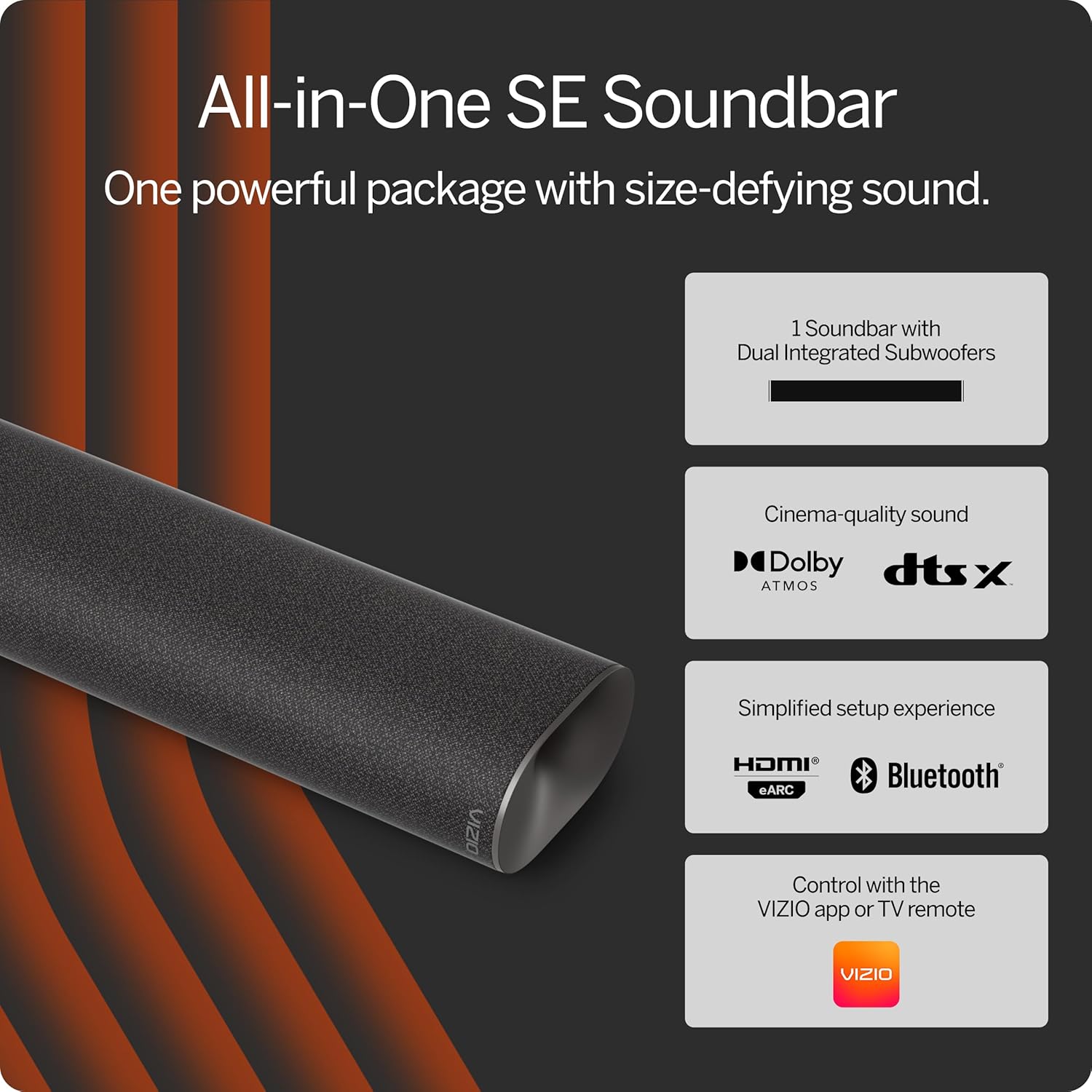VIZIO SE All-in-One Soundbar Dolby Atmos DTS:X Bluetooth Speaker New 2024 Model SV210Y-08 - Image 2