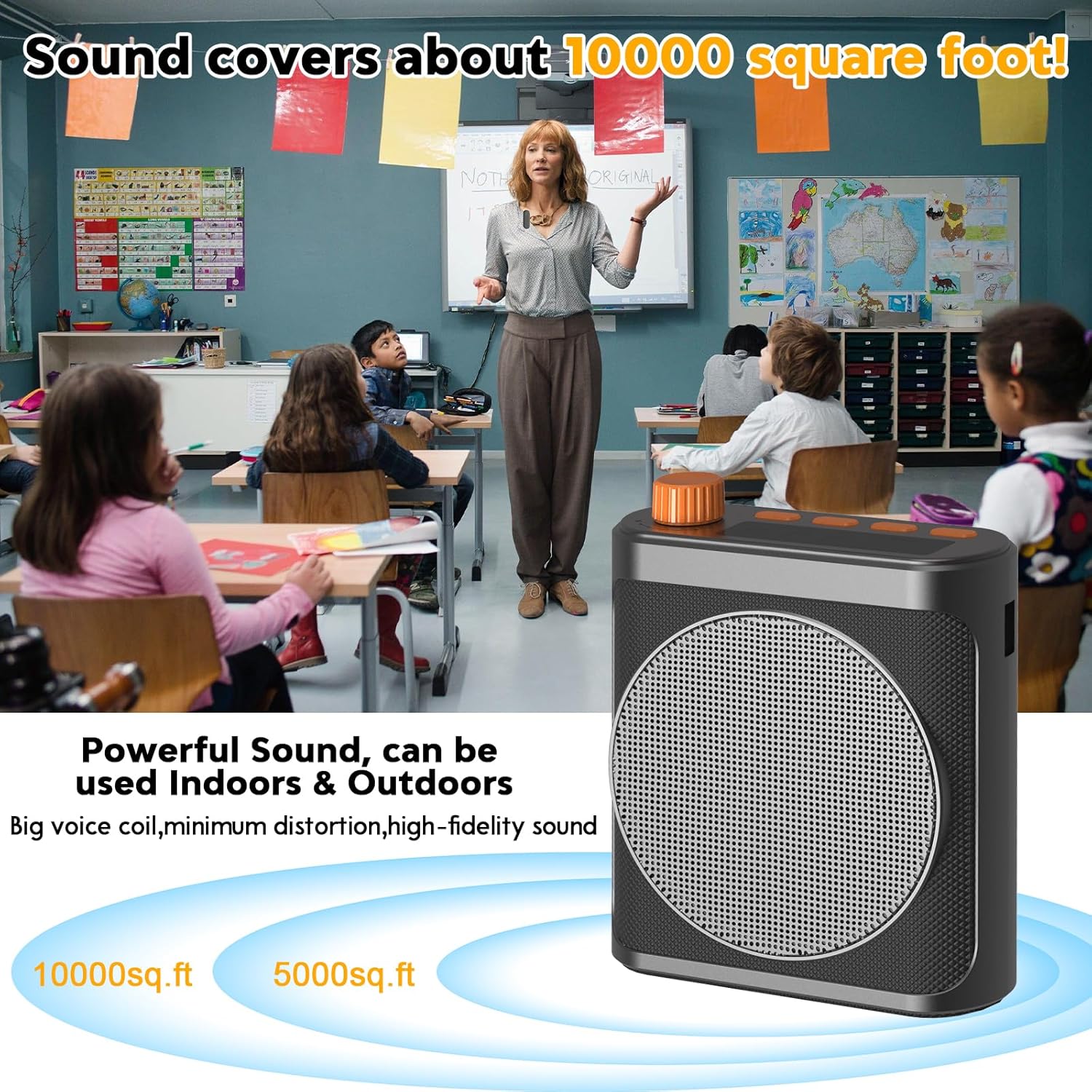 Portable Bluetooth Voice Amplifier Speaker with Magnetic Wireless Lavalier Microphone 20W Classroom/Yoga/Meeting - Image 4