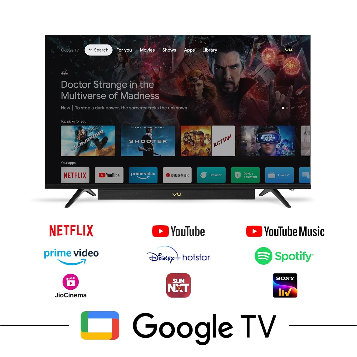 Vu 50 Inch Vibe Series QLED 4K Ultra HD Google TV Black - Image 5