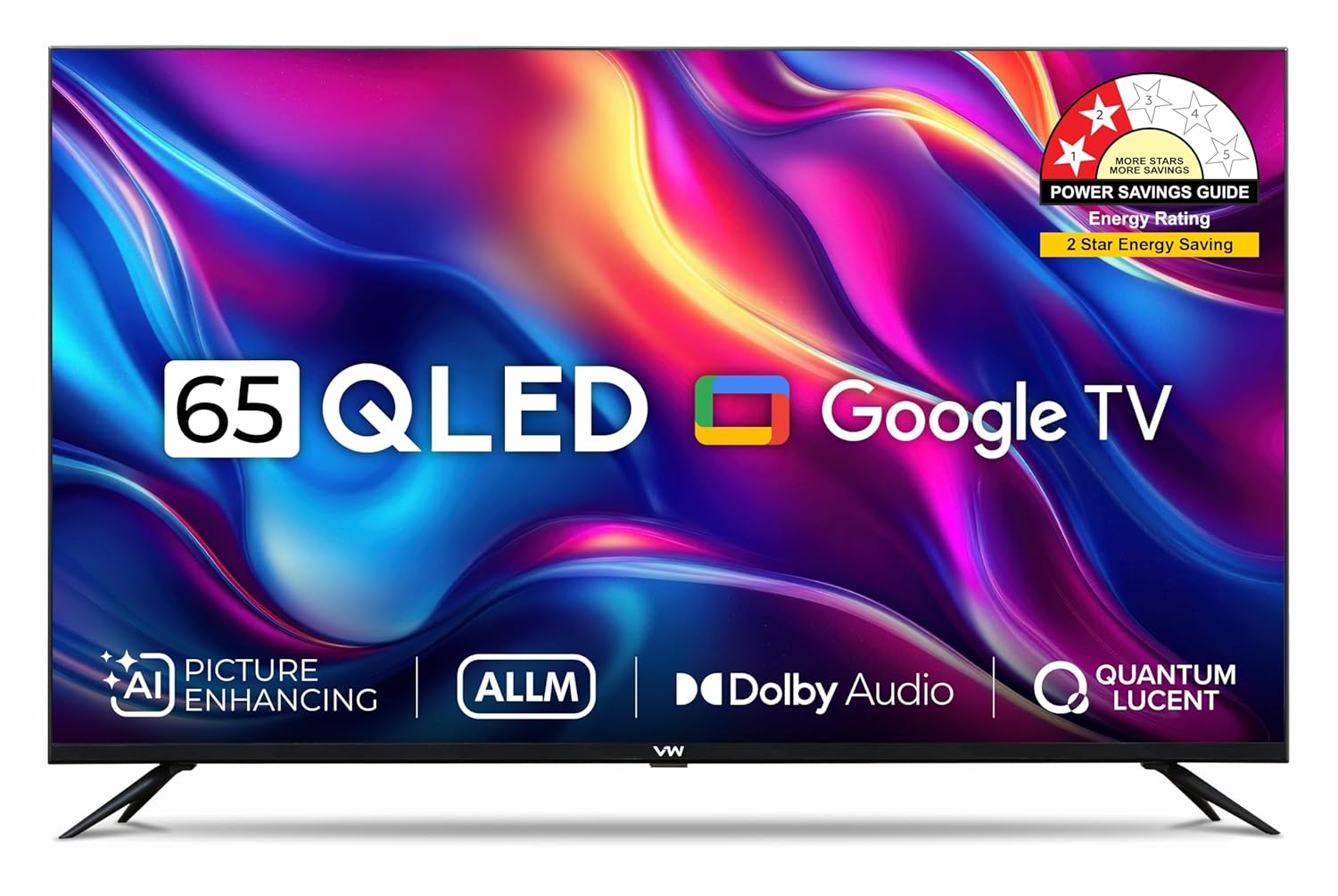 VW 65 inch 4K Ultra HD Smart QLED Google TV VW65GQ1 Black - Image 2
