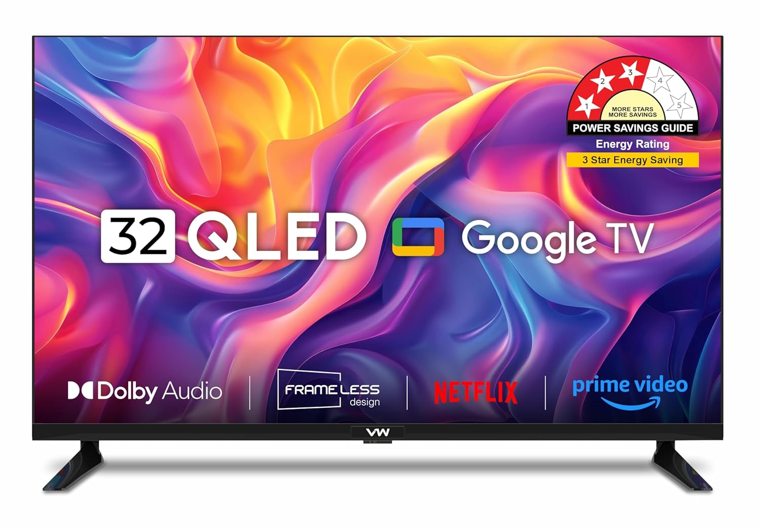 80cm 32 Inch HD Ready Smart QLED Google TV VW32GQ1 Black - Image 2