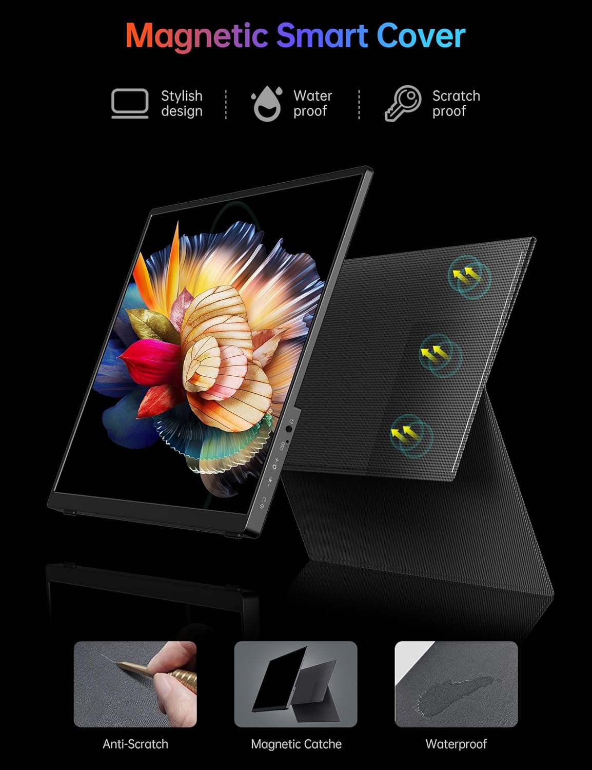 WGK 14 Inch FHD 1200P Ultra-Slim Portable Laptop Monitor, USB-C HDMI Plug&Play, 100% SRGB, Dual Speakers, Smart Cover Included - Image 7