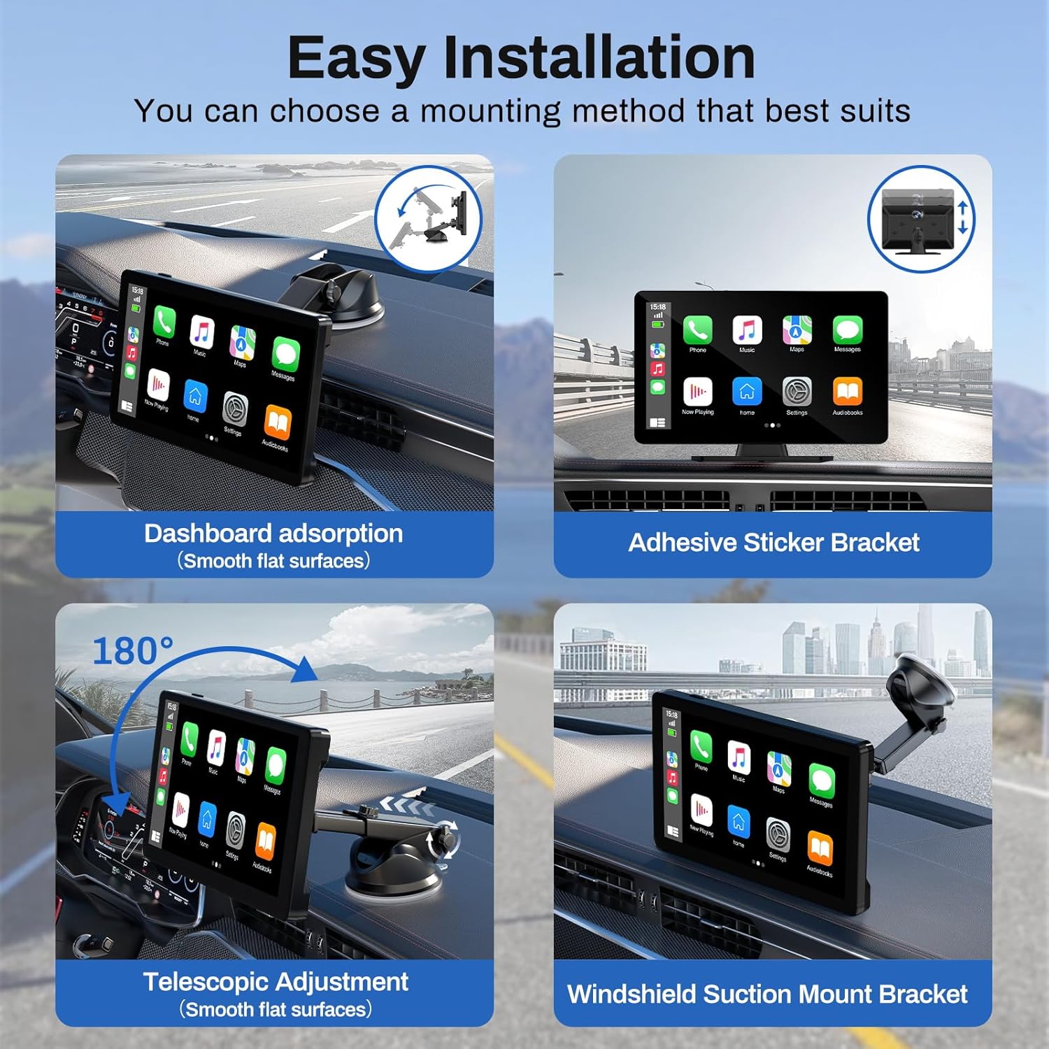 9 Inch Portable Wireless Carplay Android Auto Touchscreen with 4K Dash Cam & 1080p Backup Camera - Image 6