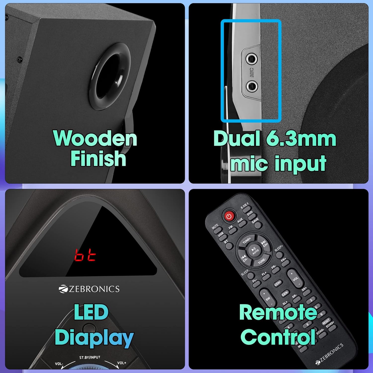 Zebronics BT8591RUCF 5.1 Channel 125W RMS Home Theater Speaker System with 6.5" Subwoofer and Bluetooth 5.0 - Image 7