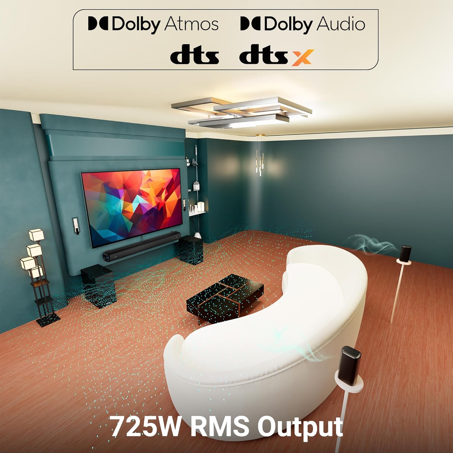 ZEBRONICS Juke BAR 9900 725W Dolby Atmos DTS X 7.2.2 Surround Soundbar Dual Wireless Subwoofer RGB LED - Image 3