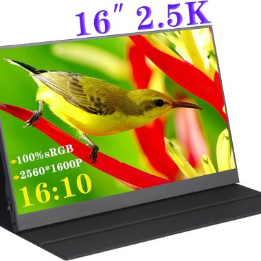 16 Inch 2.5K Portable Monitor 2560x1600 IPS 100% sRGB Dual Speakers Eye Care