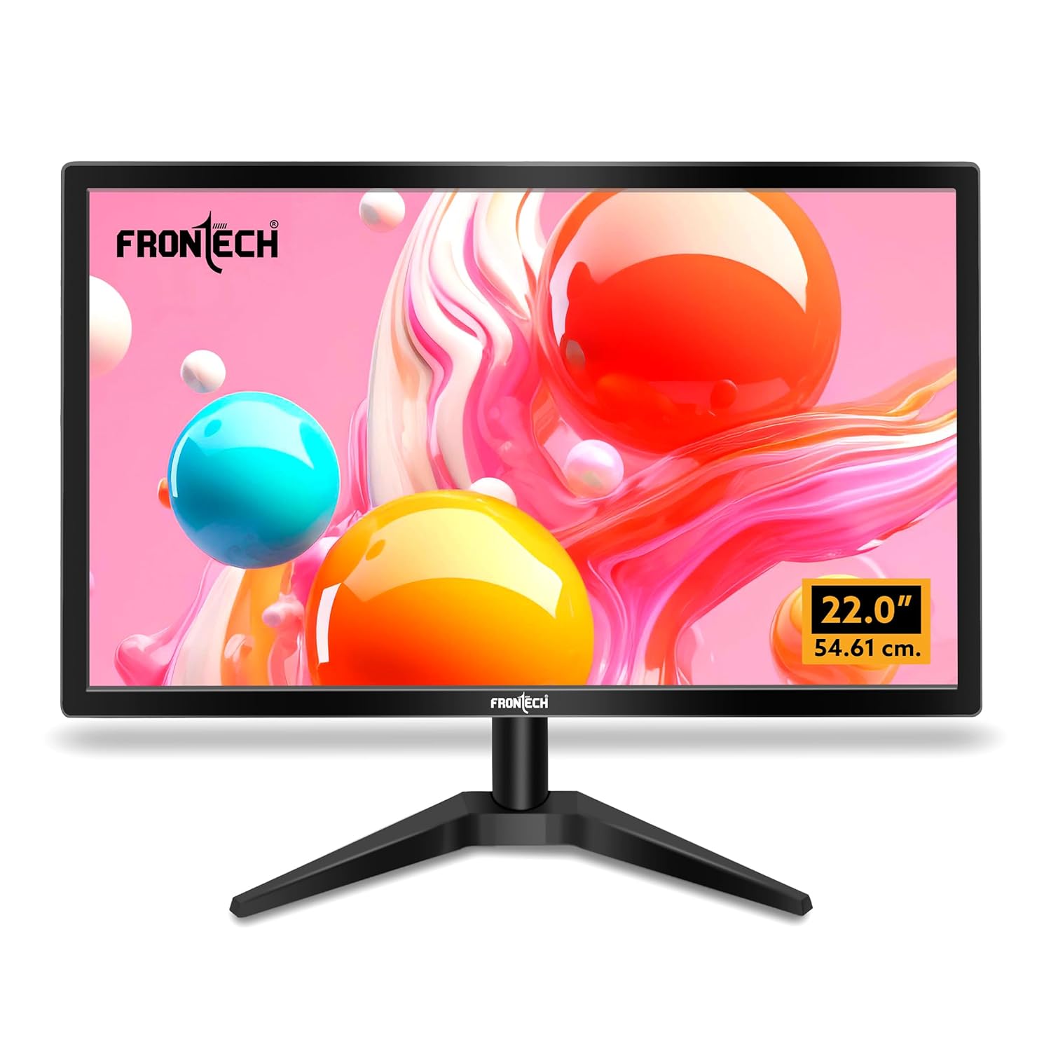 FRONTECH 22 Inch HD LED Monitor, 1680x1050, 60Hz Refresh, HDMI, VGA, Speakers, Wall Mountable, Black