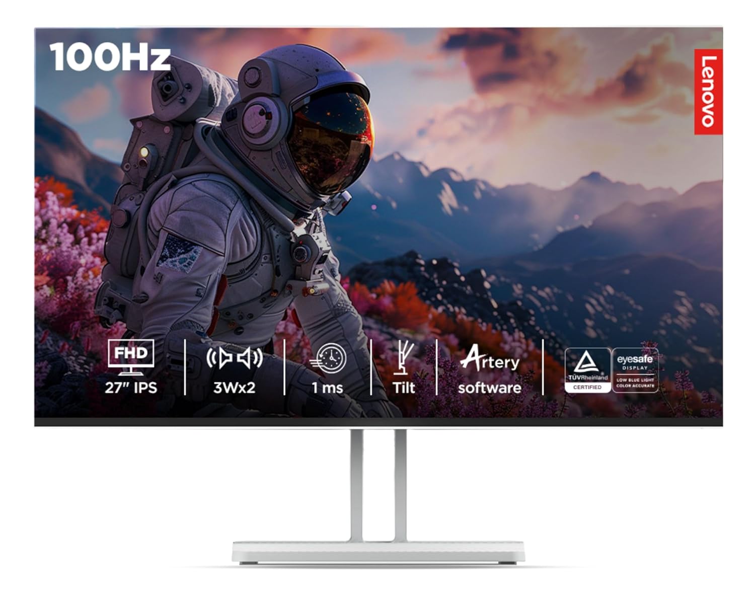 Lenovo L27i-4A 27 Inch FHD IPS 100Hz 1ms FreeSync Monitor Cloud Grey
