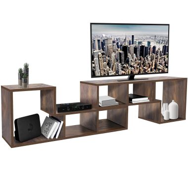 ABOUT SPACE Walnut Brown L-Shaped TV Stand with Shelf Storage for 32-72 Inch TVs