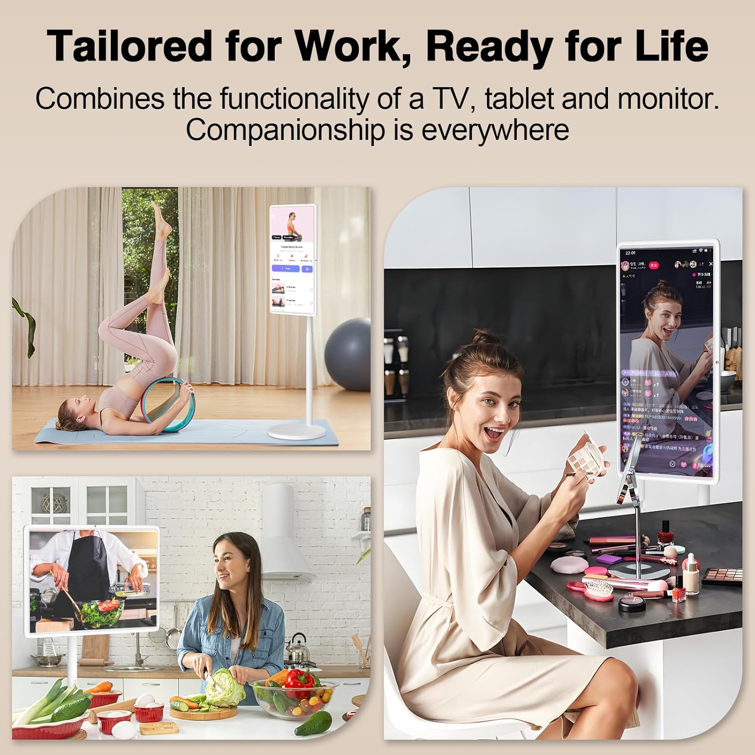 Portable 1080P Touch Screen TV Monitor on Wheels with Android 13 and 4K Camera - Image 9