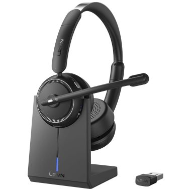 Bluetooth Wireless Headset with Noise Cancelling Mic for Work from Home Office PC Calls