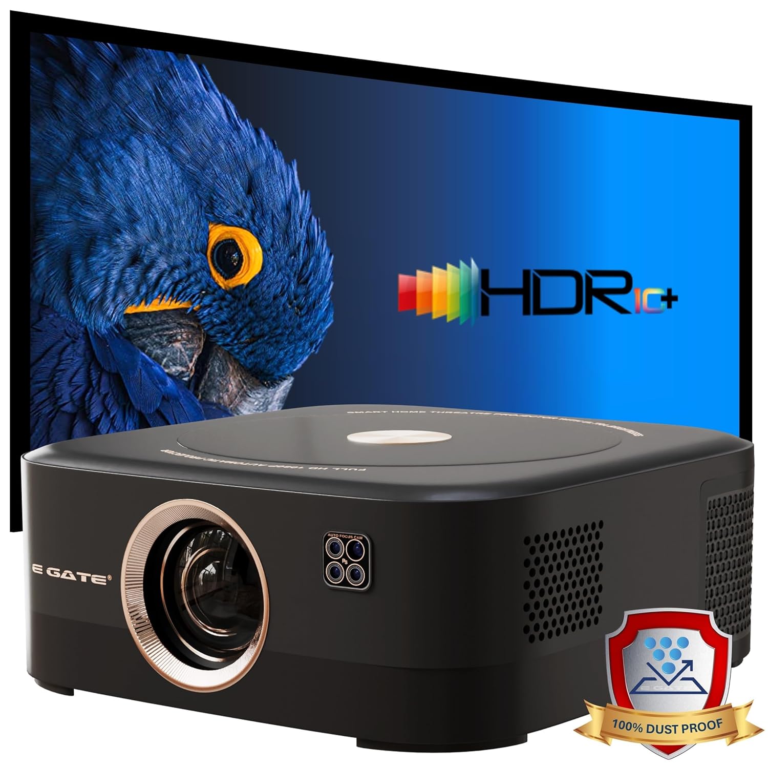 E GATE Duster 8X 1080p 4K HDR Android Projector 100% Dust Proof 800 ISO Lumen