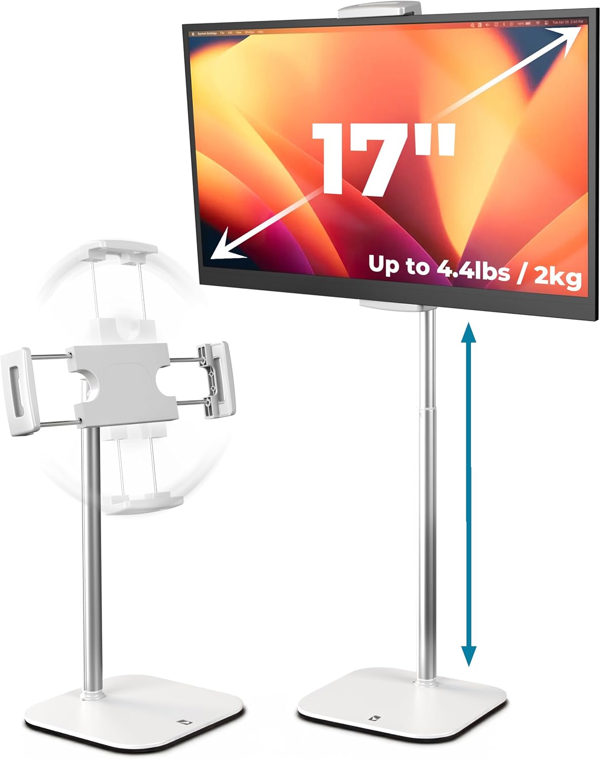 COOPER Frost White 7-17 Inch Tablet Holder Stand Adjustable Height for Desk 4.4lb Capacity