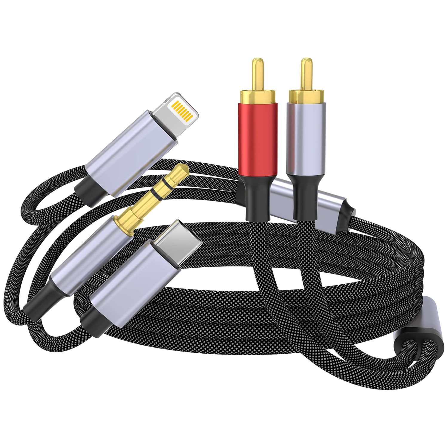 10FT USB C 3.5mm to RCA Male Audio Cable Adapter for iPhone iPad Tablet Speaker HDTV