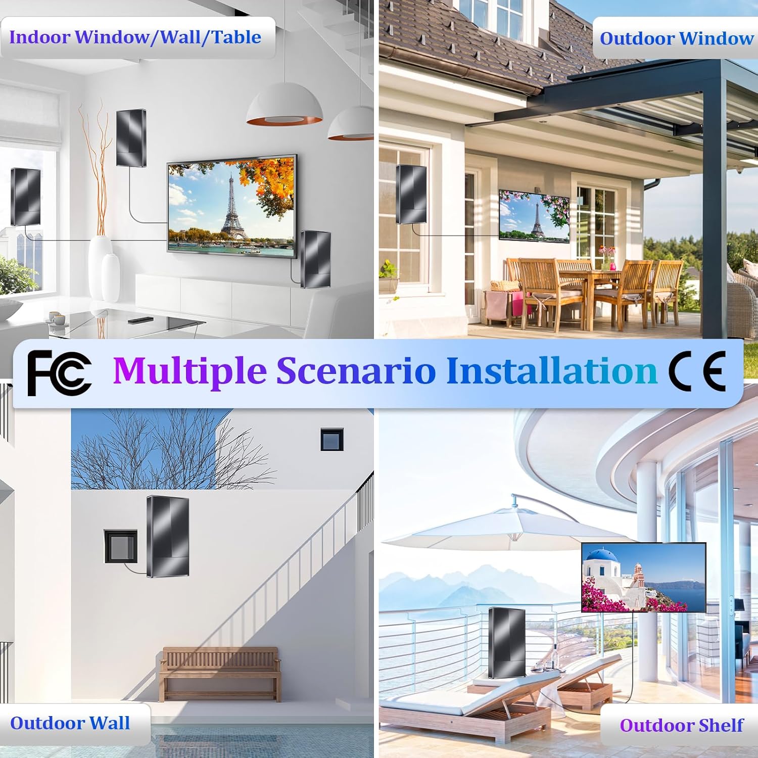 2025 Strongest 3200+ Mile Range Indoor Outdoor Digital TV Antenna with Amplifier 50FT Cable 8K 4K 1080p Support - Image 2