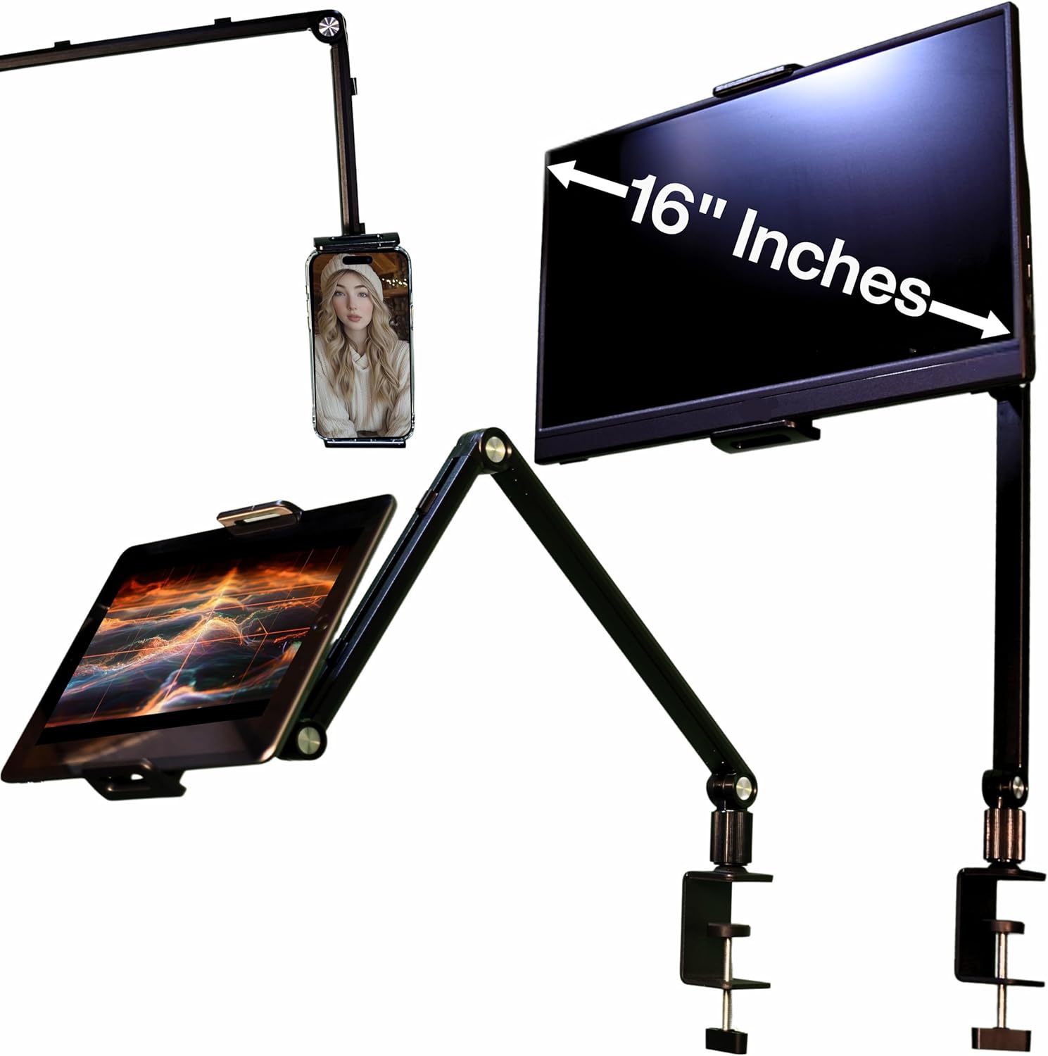 Heavy Duty 16 Inch Aluminum Portable Monitor Stand with 360° Rotation and Cable Management