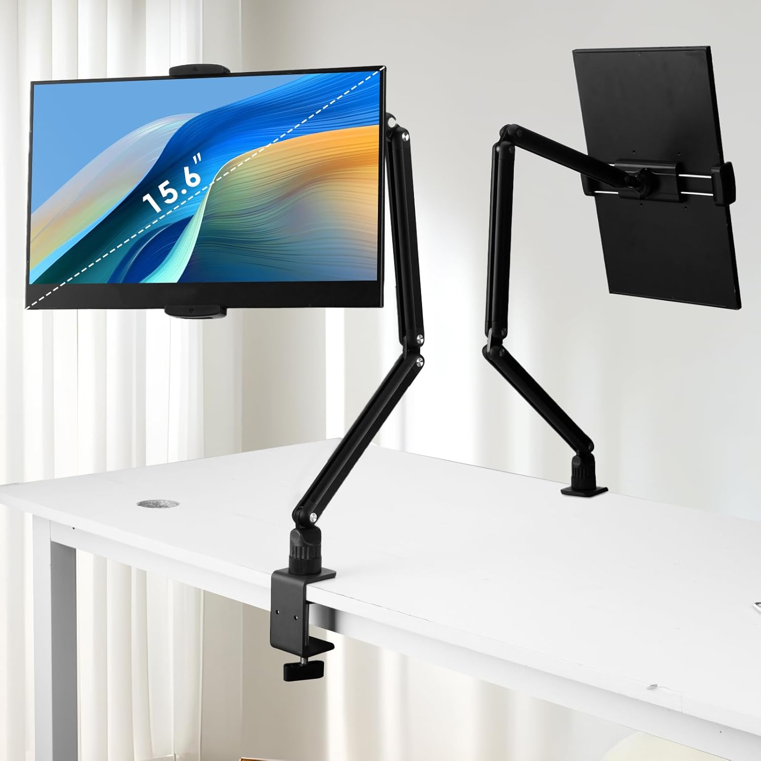 Adjustable Foldable Tablet and Phone Stand Holder 15.6'' Max Capacity with 360° Swivel Base