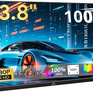 Kenowa 23.8 Inch FHD 1080P Portable IPS Monitor 100Hz Freesync Gaming with Type-C HDMI Dual Speakers Adjustable Stand