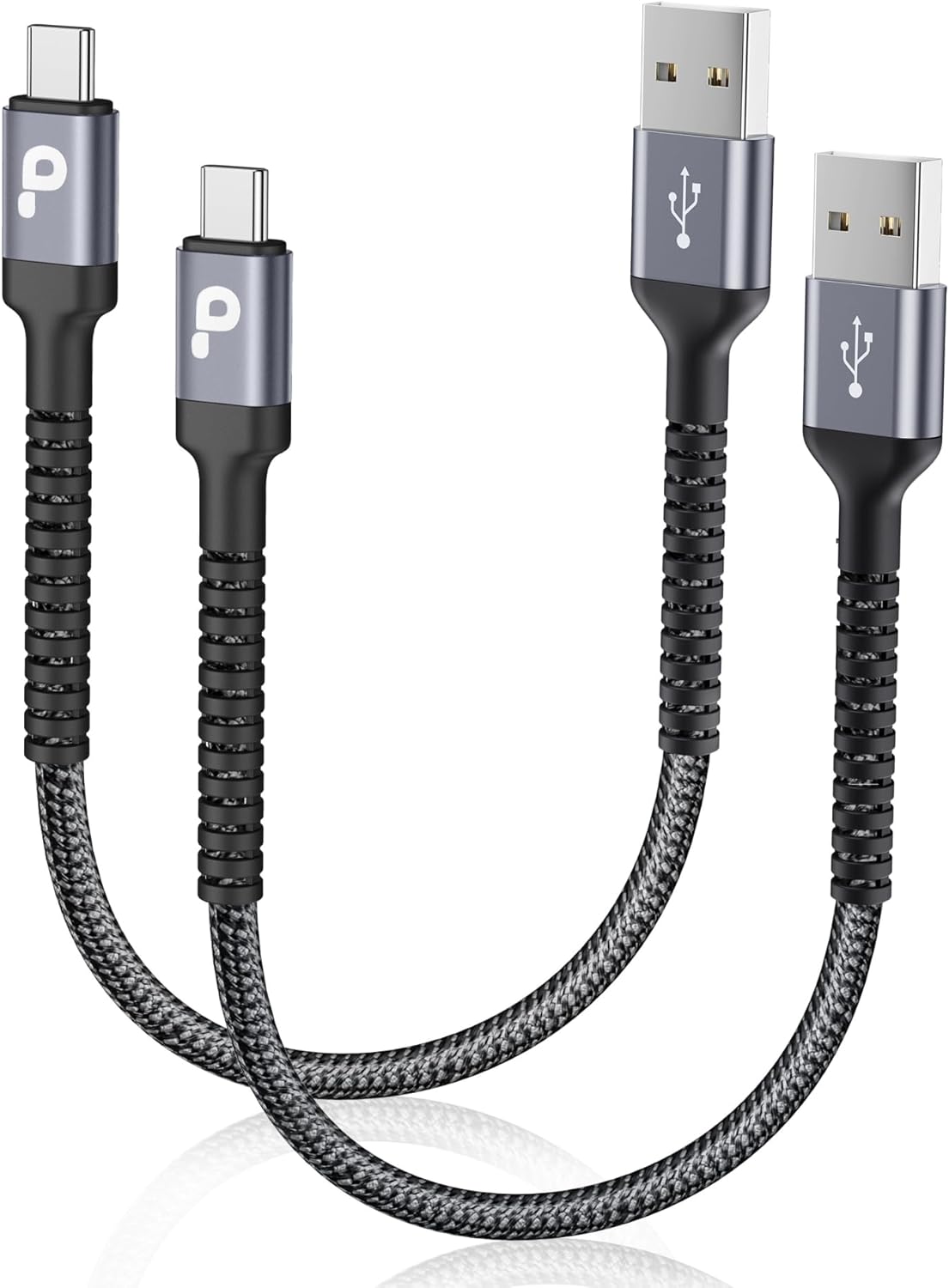 2 Pack 1FT USB A to USB C Fast Charging Cable for iPhone 16/15 Samsung Galaxy Google