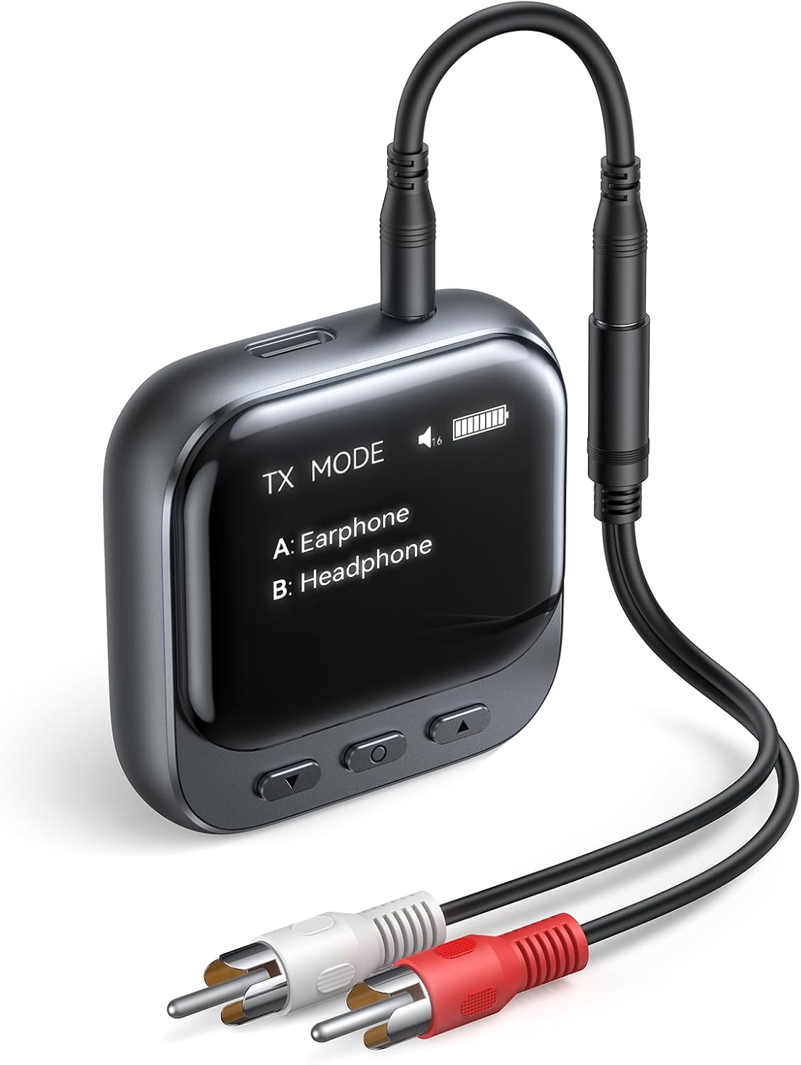 JOYROOM 30-Hour Rechargeable OLED Bluetooth 5.4 Transmitter Receiver for Dual Airpods 400mAh