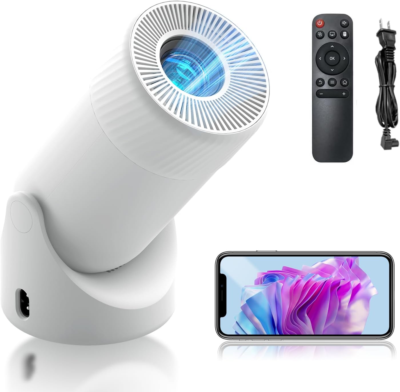 AOC Smart Mini Projector WiFi Bluetooth Full HD 4K Support 220 ANSI Lumens 180° Rotation