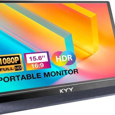 KYY 15.6 inch FHD 1080P Portable Monitor USB C HDMI IPS Ultra-Slim with Smart Cover and Speakers