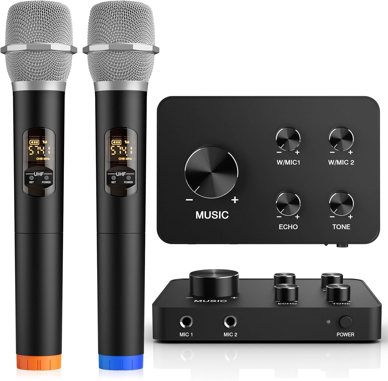 HDMI Wireless Karaoke Mixer System with Dual Handheld Microphones for Smart TV PC Speaker Amplifier