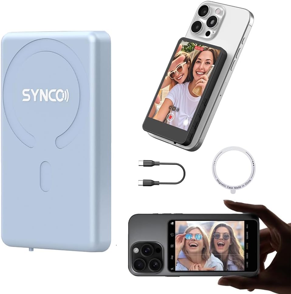 SYNCO Xview M4 Wireless Magnetic Phone Vlog Monitor Screen, Built-in Bluetooth Remote Control, Blue