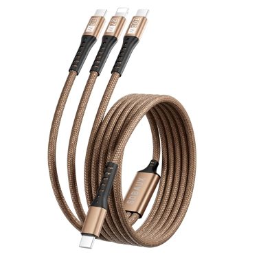 100W USB C to 3-in-1 Nylon Braided Charging Cable for iPhone, Galaxy, and More