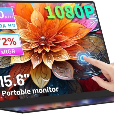 15.6 Inch Portable FHD 1080P Touchscreen Monitor with Protective Case and Built-in Speaker